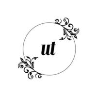 anfänglicher ut-logo-monogrammbuchstabe feminine eleganz vektor