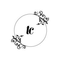 anfänglicher tc-logomonogrammbuchstabe feminine eleganz vektor