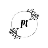 anfänglicher pt-logo-monogrammbuchstabe feminine eleganz vektor