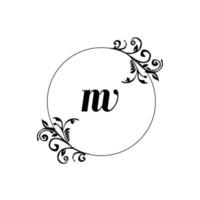 anfänglicher nv-logo-monogrammbuchstabe feminine eleganz vektor