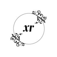 första xr logotyp monogram brev feminin elegans vektor