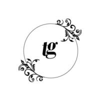 anfänglicher tg-logomonogrammbuchstabe feminine eleganz vektor