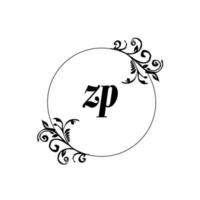 anfänglicher zp-logomonogrammbuchstabe feminine eleganz vektor