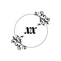 första xx logotyp monogram brev feminin elegans vektor