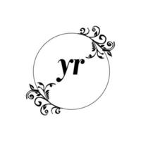 första år logotyp monogram brev feminin elegans vektor