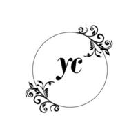 första yc logotyp monogram brev feminin elegans vektor