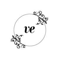 anfänglicher ve-logo-monogrammbuchstabe feminine eleganz vektor