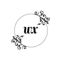 initial wx logo monogrammbuchstabe feminine eleganz vektor