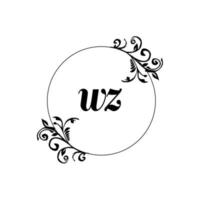 anfänglicher wz logo monogrammbuchstabe feminine eleganz vektor