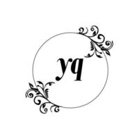 anfänglicher yq-logomonogrammbuchstabe feminine eleganz vektor