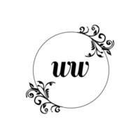 första ww logotyp monogram brev feminin elegans vektor