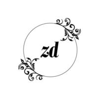 anfänglicher zd-logo-monogrammbuchstabe feminine eleganz vektor
