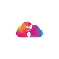 Logo-Vorlage für das Konzept der gesunden Lebensmittelwolkenform. Bio-Lebensmittel-Logo mit Löffel- und Blattsymbol. vektor