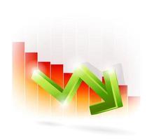 grüner Pfeil auf rotem Balkendiagramm vektor