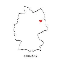 minimalistische deutschlandkarte mit herz anstelle von berlin vektor