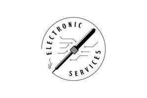 Retro-Vintage-Elektroniklot für Service-Werkstatt-Logo vektor