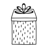 Geschenk im Doodle-Stil. Geschenkbox mit Schleife. vorhanden isoliert auf weißem Hintergrund. Vektor-Illustration. Geschenk zum Geburtstag oder Weihnachten. vektor