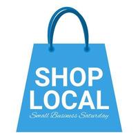 Einkaufstaschen-Symbol mit den Worten: Samstag, lokale Kleinunternehmen einkaufen, lokale Tasche einkaufen vektor