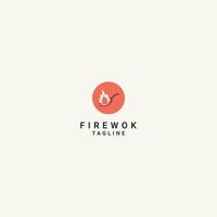 Feuer-Wok-Logo-Design-Ikonenvektor vektor