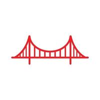 eps10 roter Vektor Golden Gate Bridge Linie Kunstsymbol isoliert auf weißem Hintergrund. Hängebrücken-Umrisssymbol in einem einfachen, flachen, trendigen, modernen Stil für Ihr Website-Design, Logo und mobile App