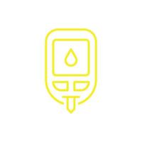 eps10 gelber Vektor Blutzuckerüberwachungssystem Liniensymbol isoliert auf weißem Hintergrund. Glucometer-Umrisssymbol in einem einfachen, flachen, trendigen, modernen Stil für Ihr Website-Design, Logo und Ihre mobile App