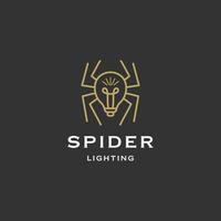 flacher Vektor der Spinnenbirnenlinie Logo-Designschablone