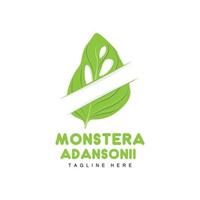 monstera adansonii blad logotyp, grön växt vektor, träd vektor, sällsynt blad illustration vektor