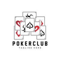 Poker-Casino-Kartenlogo, Diamantkartensymbol, Herzen, Pik, Ass. Glücksspiel-Poker-Club-Design vektor