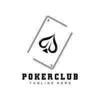 Poker-Casino-Kartenlogo, Diamantkartensymbol, Herzen, Pik, Ass. Glücksspiel-Poker-Club-Design vektor