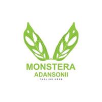 monstera adansonii blad logotyp, grön växt vektor, träd vektor, sällsynt blad illustration vektor