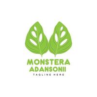 monstera adansonii blad logotyp, grön växt vektor, träd vektor, sällsynt blad illustration vektor