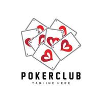 Poker-Casino-Kartenlogo, Diamantkartensymbol, Herzen, Pik, Ass. Glücksspiel-Poker-Club-Design vektor