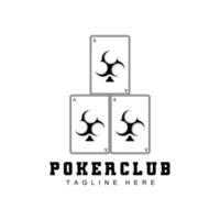 Poker-Casino-Kartenlogo, Diamantkartensymbol, Herzen, Pik, Ass. Glücksspiel-Poker-Club-Design vektor