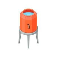 volles Wasserreservoir. Wasserturmbehälter. Orangefarbener Wassertankvektor isoliert vektor
