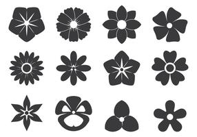 Black Cutout symboler av blommor vektor