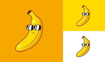 Häftigt banan logotyp illustration. perfekt för spel Lagra, mat Lagra, mat logotyp, spel utvecklaren, spel eller mat recension blog eller vlog kanal, spel fläktar eller gemenskap, etc. vektor