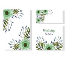 bröllop prydnad blommig dekorativa naturliga gratulationskort vektor