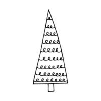 Weihnachtsbaum handgezeichnet im Doodle-Stil. silhouette, einfach, minimalismus, monochrom, skandinavisch. aufkleber, symbol neujahrsdekor vektor