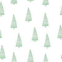 jul träd sömlös mönster hand dragen i klotter stil. silhuett, enkel, minimalism, svartvit, skandinaviska. tapet, omslag papper, textilier bakgrund vektor