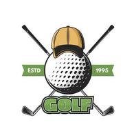golf sport korsade klubbar ikon, golfspelare klubb emblem vektor