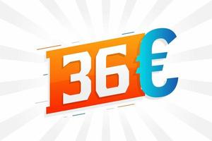 36-Euro-Währungsvektor-Textsymbol. 36 Euro Geldvorratvektor der Europäischen Union vektor