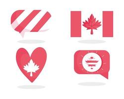 kanadensisk flagga, lönnlöv, bubbla och hjärta vektor