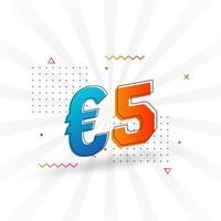 5-Euro-Währungsvektor-Textsymbol. 5-Euro-Geldvorratvektor der Europäischen Union vektor