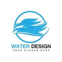 vatten Vinka logotyp, jord element vektor, vatten vingar logotyp design stil, varumärke ikon, klistermärke vektor