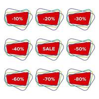 uppsättning av nio försäljning klistermärken med annorlunda rabatt värden. försäljning märka mall. vektor illustration