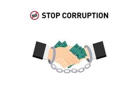 korruption sätt till handbojor med olaglig kontanter vektor isolerat på vit bakgrund