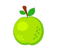 färgrik tecknad serie grön äpple frukt ikon isolerat på vit bakgrund. klotter enkel vektor sommar saftig mat. juice paket eller logotyp design element.