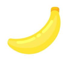 bunte Cartoon-Bananenfrucht-Symbol isoliert auf weißem Hintergrund. Gekritzel einfacher Vektor Sommer saftiges Essen. Saftpaket oder Logo-Designelement.