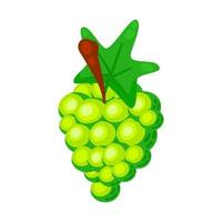 bunte Cartoon weiße Traubenfrucht-Symbol isoliert auf weißem Hintergrund. Gekritzel einfacher Vektor Sommer saftiges Essen. Saftpaket oder Logo-Designelement.