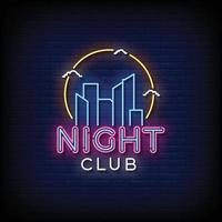 neon tecken natt klubb med tegel vägg bakgrund vektor